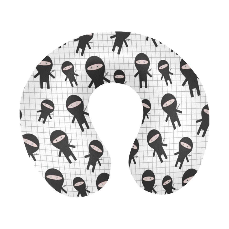 Ninja pattern plaid background U-Shaped Travel Neck Pillow