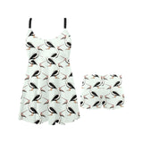 Pelican Pattern Print Design 02 Chest Sexy Pleated Two Piece Swim Dress