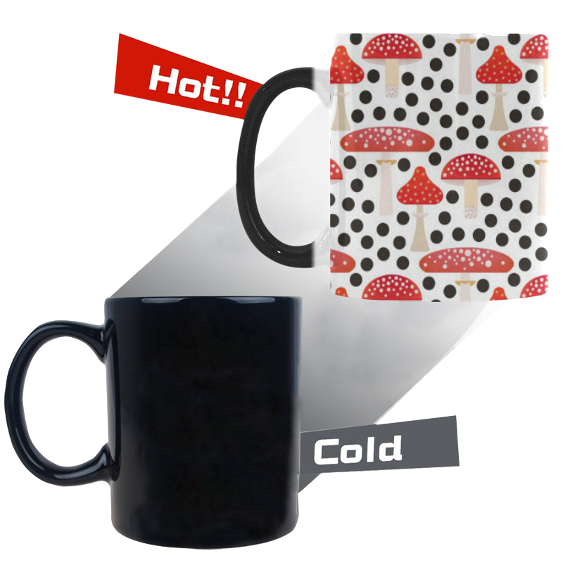 Red mushroom dot pattern Morphing Mug Heat Changing Mug