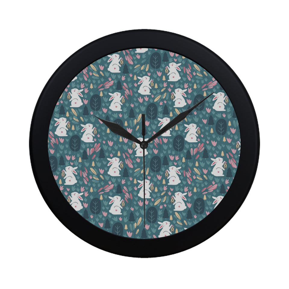 Cute rabbit pattern Elegant Black Wall Clock