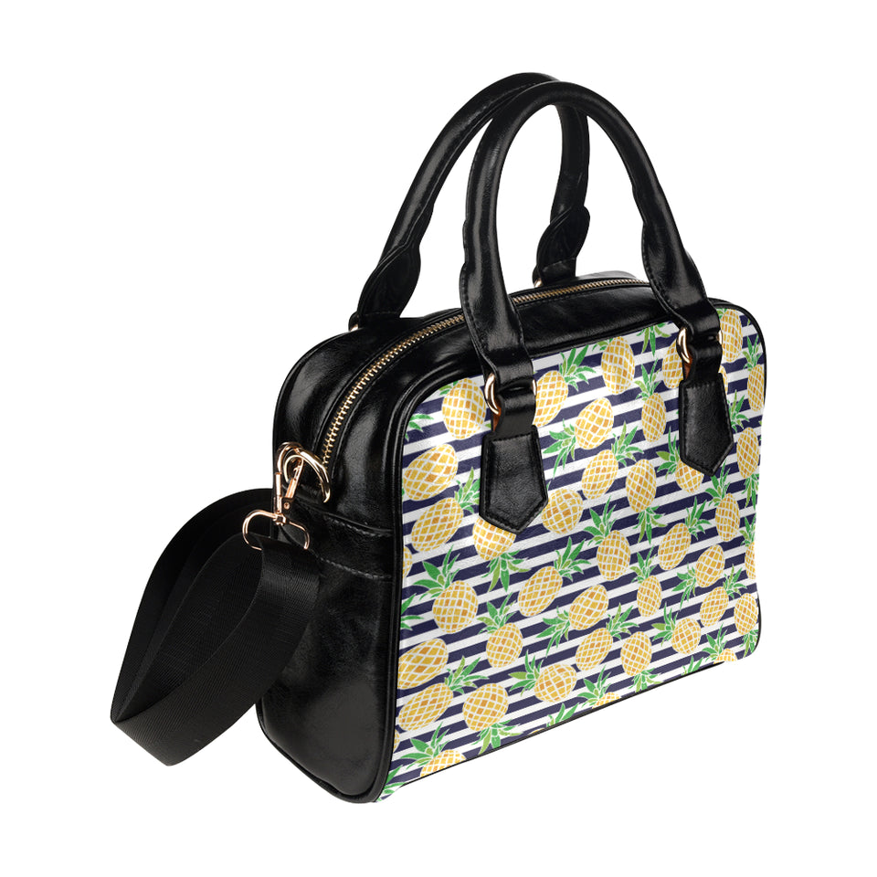 Pineapples pattern striped background Shoulder Handbag