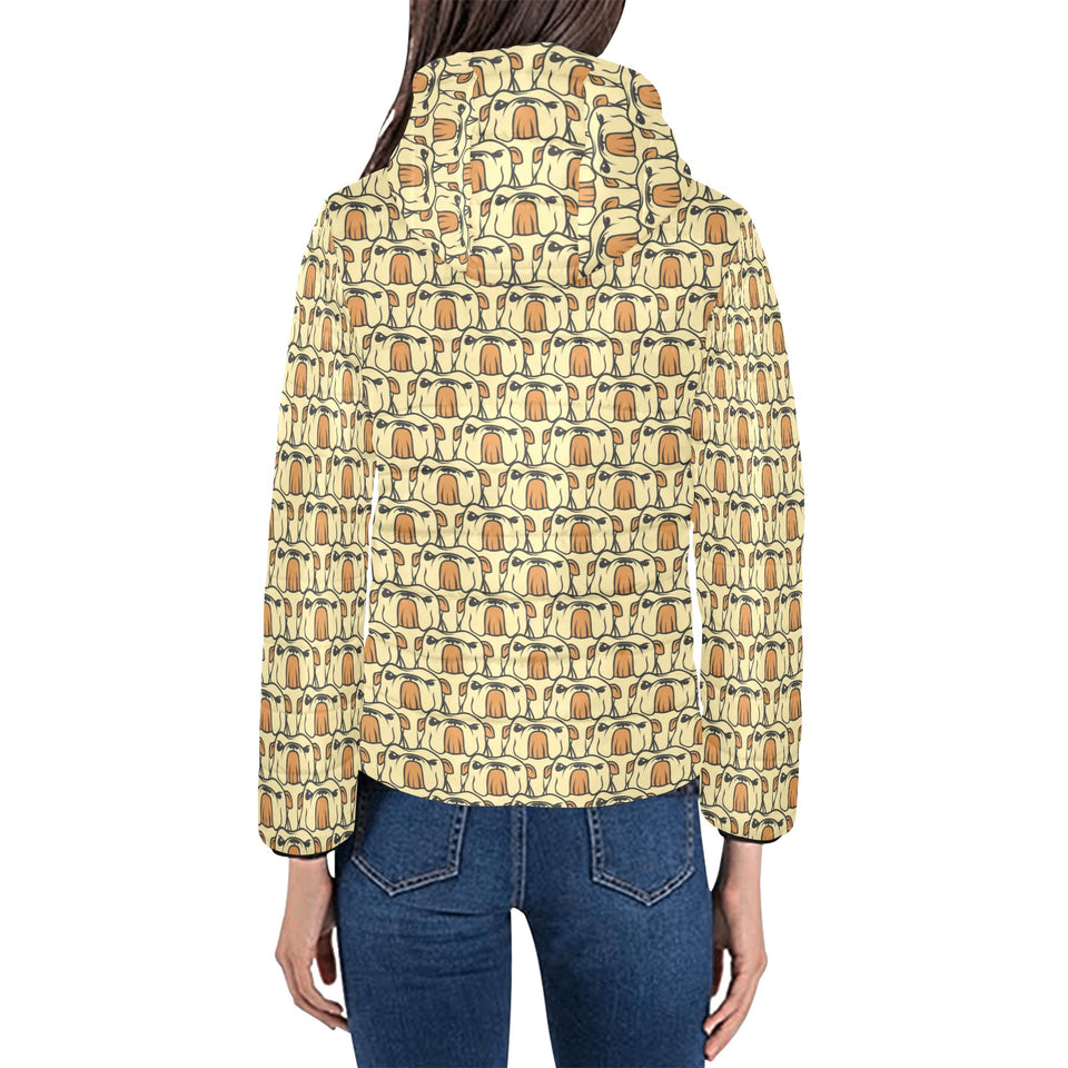 English Bulldog Pattern Print Design 02 Women's Padded Hooded Jacket