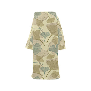 Ginkgo leaves design pattern Blanket Robe with Sleeves