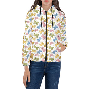 Teddy Bear Pattern Print Design 01 Women's Padded Hooded Jacket