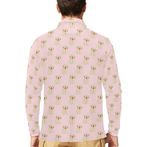 Golden Retriever Pattern Print Design 02 Men's Long Sleeve Polo Shirt