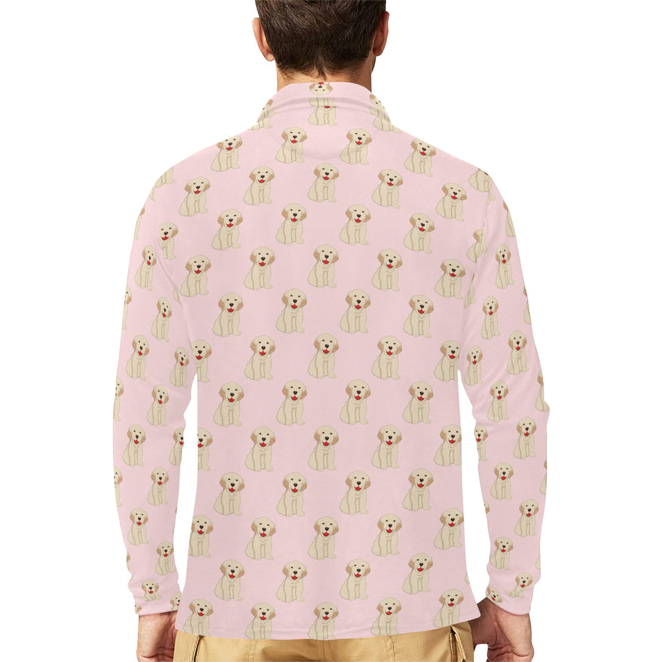 Golden Retriever Pattern Print Design 02 Men's Long Sleeve Polo Shirt