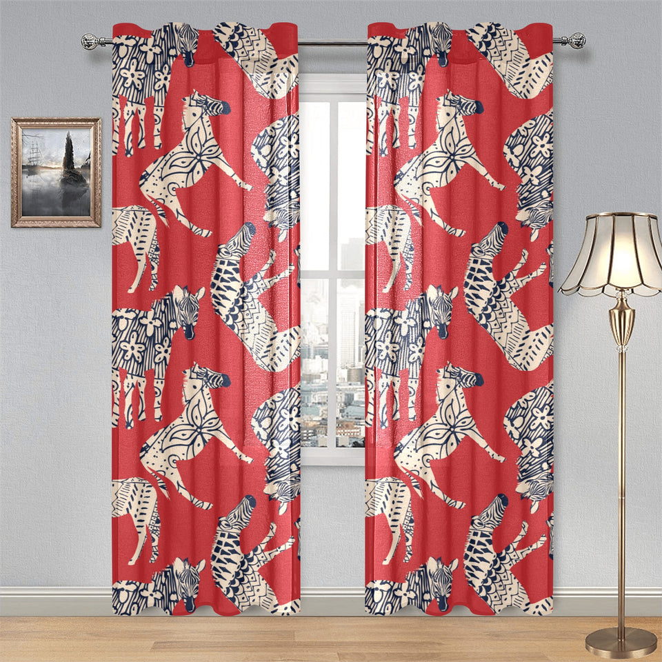Zebra abstract red background Gauze Curtain