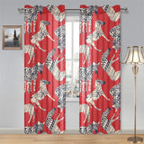 Zebra abstract red background Gauze Curtain