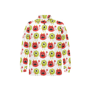 Alien Pattern Print Design 05 Men's Long Sleeve Polo Shirt