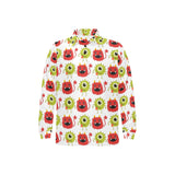 Alien Pattern Print Design 05 Men's Long Sleeve Polo Shirt