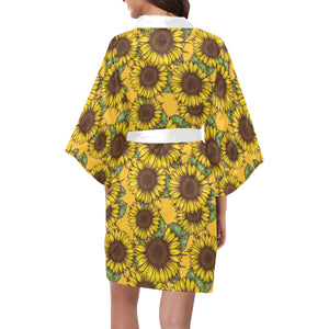 Sunflower pattern Women's Short Kimono Robe