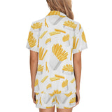 French fries white paper box pattern Women's V-Neck Short Pajama Set