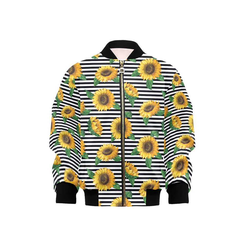 sunflowers ribbon background Kids' Boys' Girls' Bomber Jacket