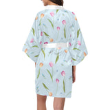 Watercolor Tulips pattern Women's Short Kimono Robe