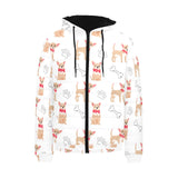 Chihuahua bone paw pattern Men's Padded Hooded Jacket