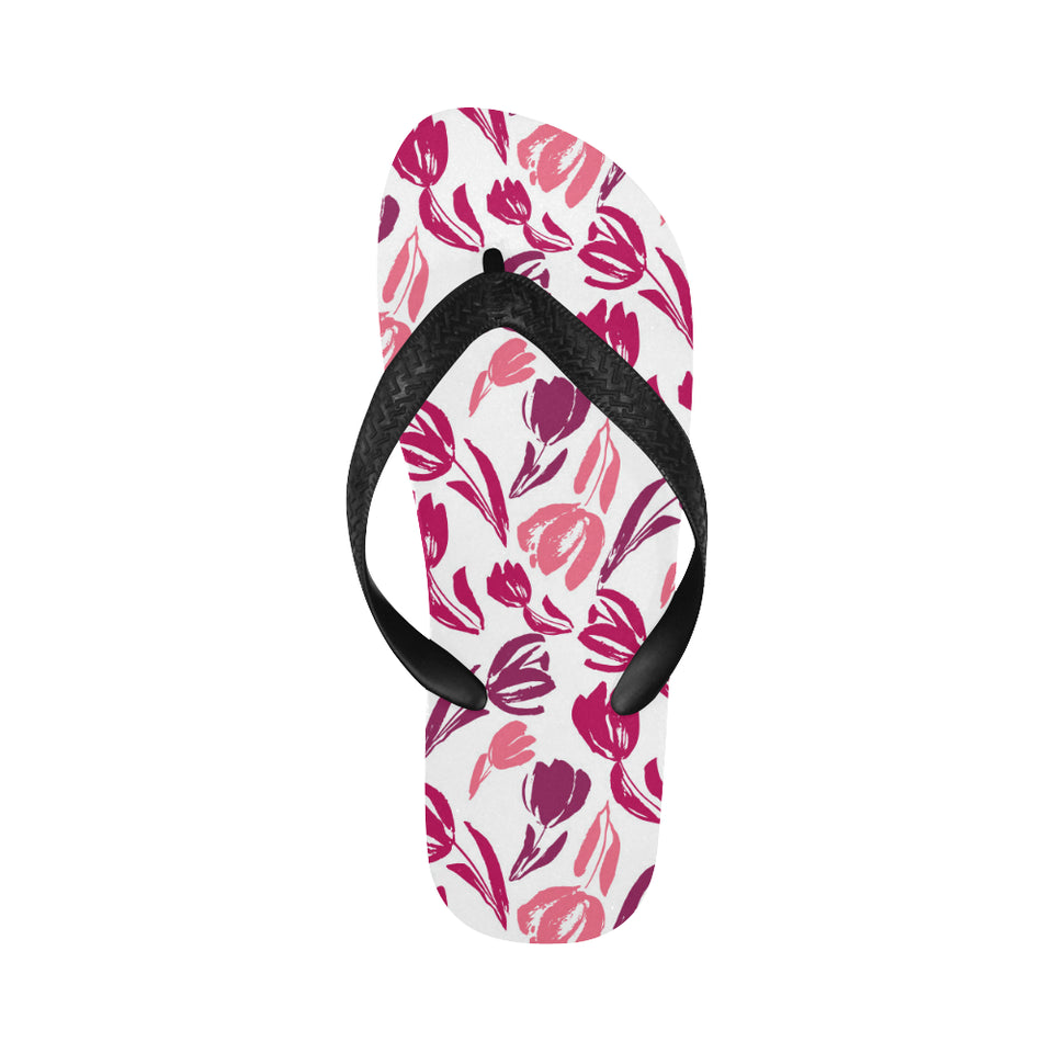 pink sketch tulip pattern Unisex Flip Flops