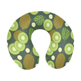 Whole sliced kiwi leave and flower U-Shaped Travel Neck Pillow