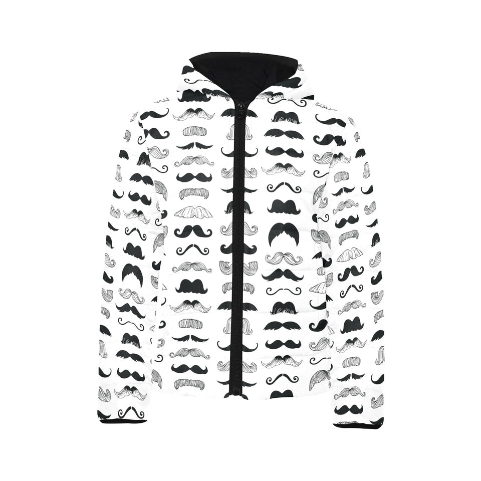 Mustache Beard Pattern Print Design 04 Kids' Boys' Girls' Padded Hooded Jacket