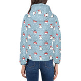 Cute penguin christmas snow pattern Women's Padded Hooded Jacket