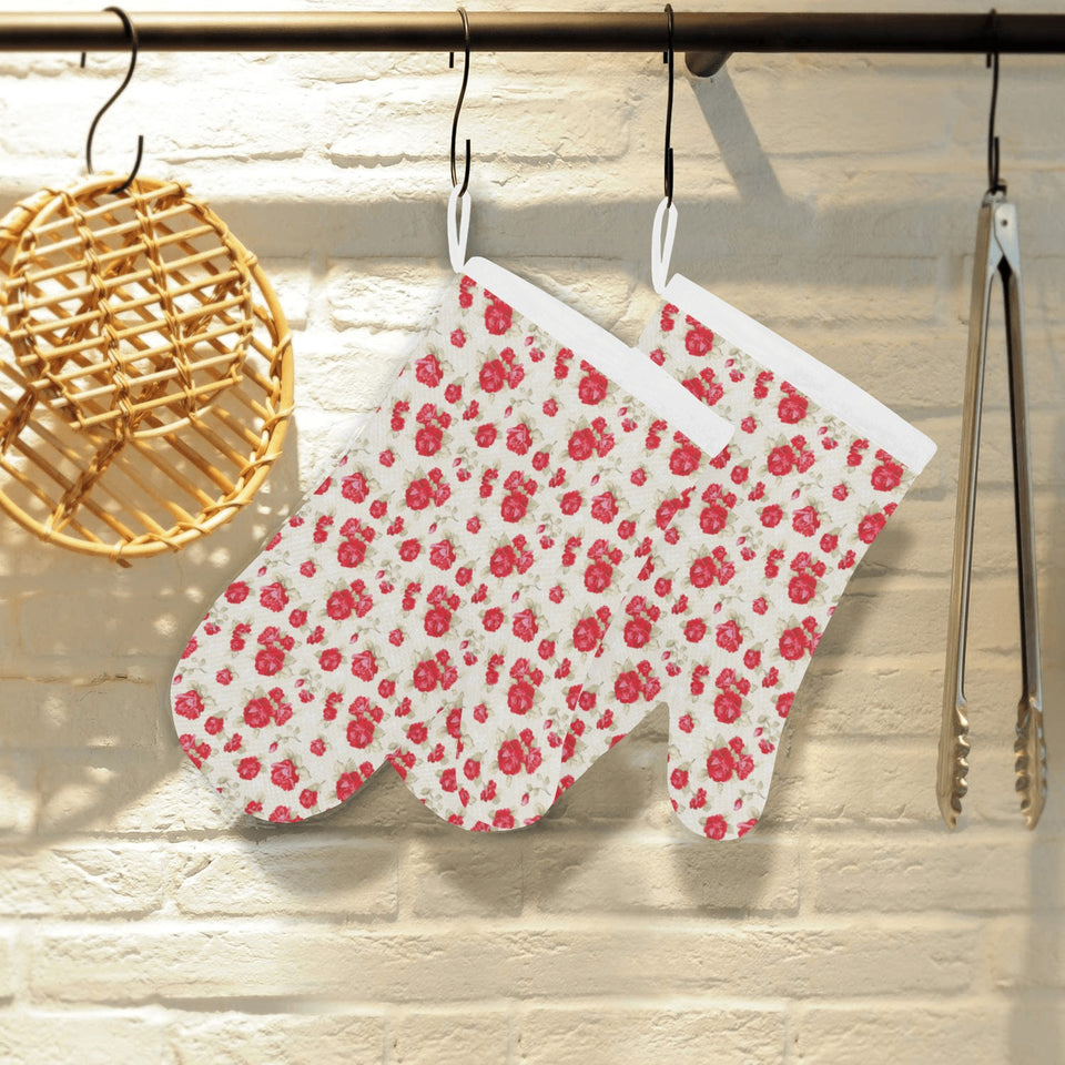 Rose Pattern Print Design 01 Heat Resistant Oven Mitts