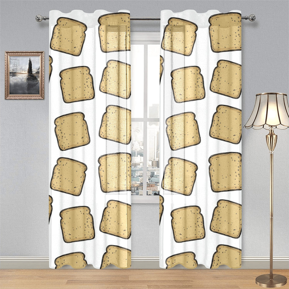 Bread Toast Pattern Print Design 03 Gauze Curtain