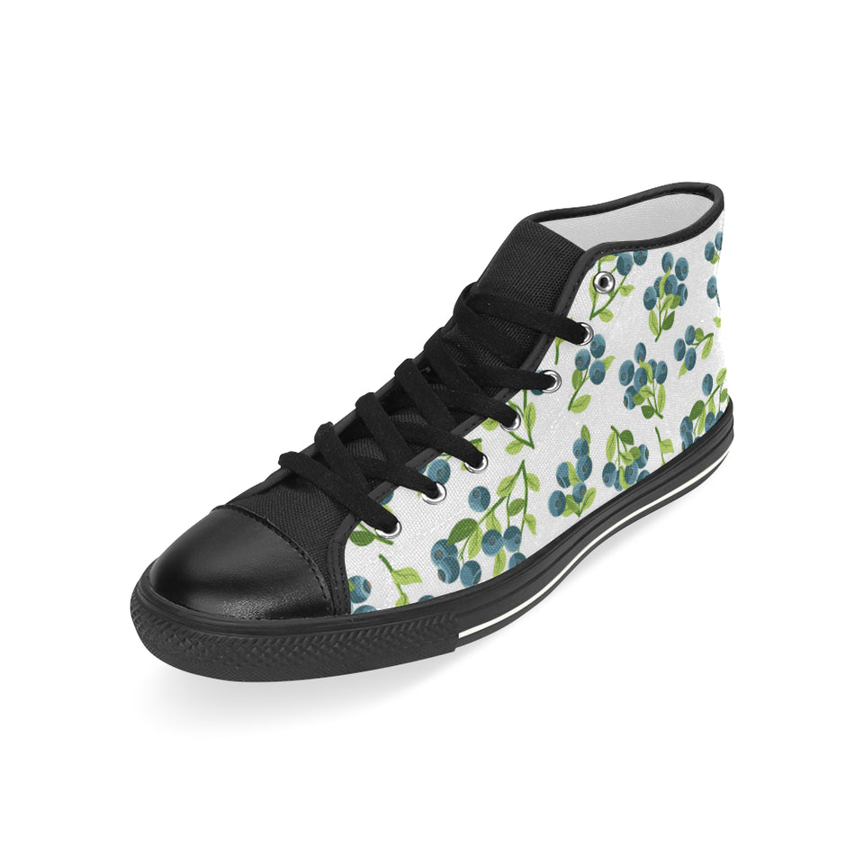 blueberry white background Men's High Top Canvas Shoes Black