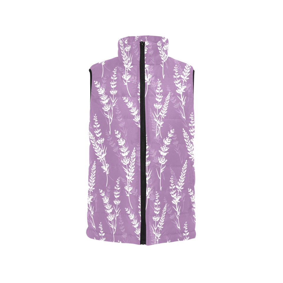 Lavender flowers purple pattern Women's Padded Vest