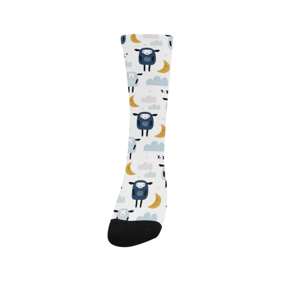 Cute sleeping sheep moon cloud pattern Crew Socks