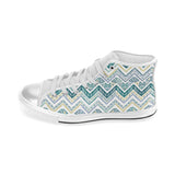 zigzag  chevron paint design pattern Women's High Top Canvas Shoes White