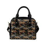 Chameleon lizard tropical leaves palm tree Shoulder Handbag