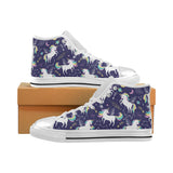 Hand drawn cute unicorn star planet Women's High Top Canvas Shoes White