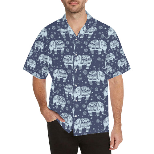 Elephant tribal design pattern Men's All Over Print Hawaiian Shirt
