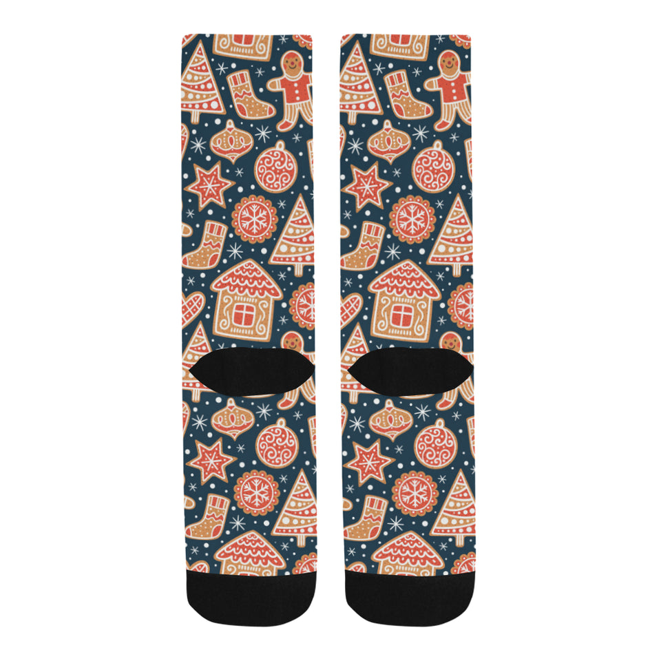 Christmas gingerbread cookie pattern Crew Socks