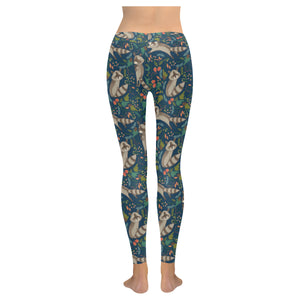 Raccoon tropical leaves pattern Women's Legging Fulfilled In US