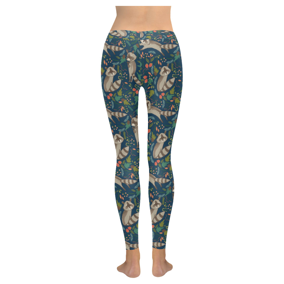 Raccoon tropical leaves pattern Women's Legging Fulfilled In US