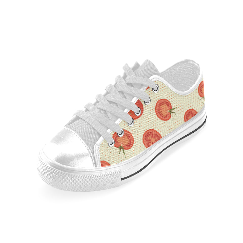 Tomato dot background Men's Low Top Shoes White