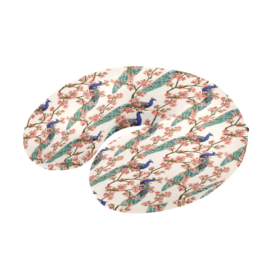 Peacock tropical flower pattern U-Shaped Travel Neck Pillow