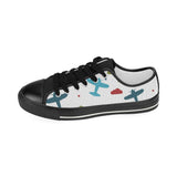 Airplane star cloud colorful Kids' Boys' Girls' Low Top Canvas Shoes Black