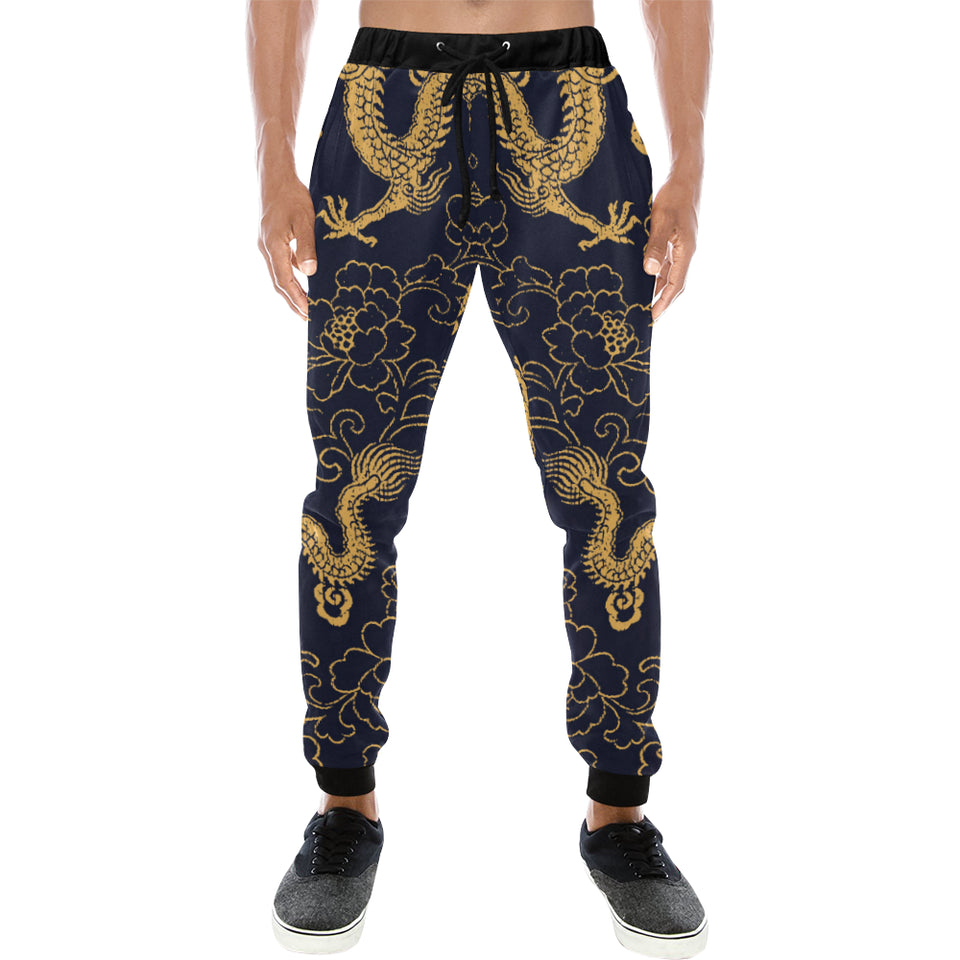 Gold dragon pattern Unisex Casual Sweatpants