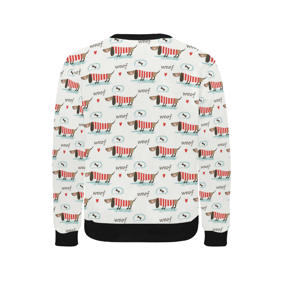 Cute dachshund bone pattern Men's Crew Neck Sweatshirt