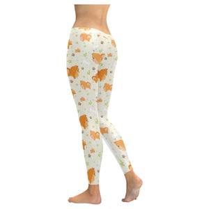 Cute brown pomeranian paw leave bone Women's Legging Fulfilled In US