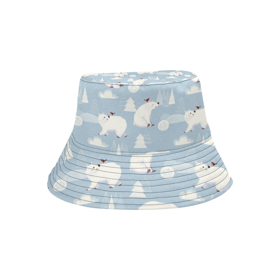 Cute polar bears Christmas decoration pattern Unisex Bucket Hat
