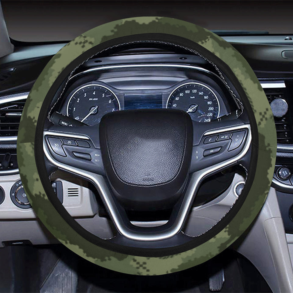 Digital Green camouflage pattern Car Steering Wheel Cover
