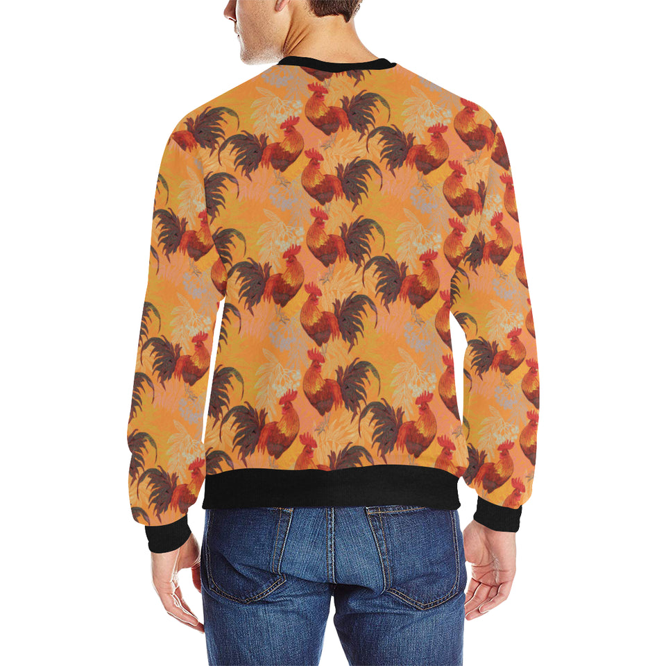 red rooster chicken cock pattern Men's Crew Neck Sweatshirt