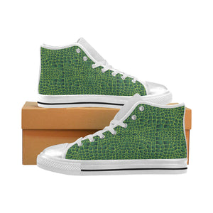 Crocodile Skin Printed Women's High Top Canvas Shoes White