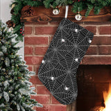 Spider web design pattern Black background white c Christmas Stocking