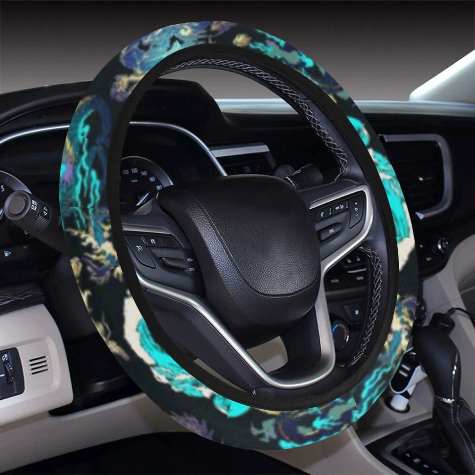 Dragon sea wave pattern Car Steering Wheel Cover