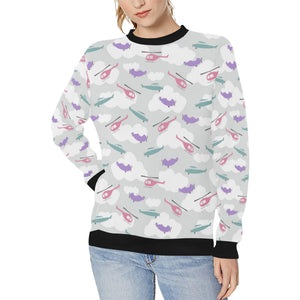 Helicopter plane pattern Women's Crew Neck Sweatshirt