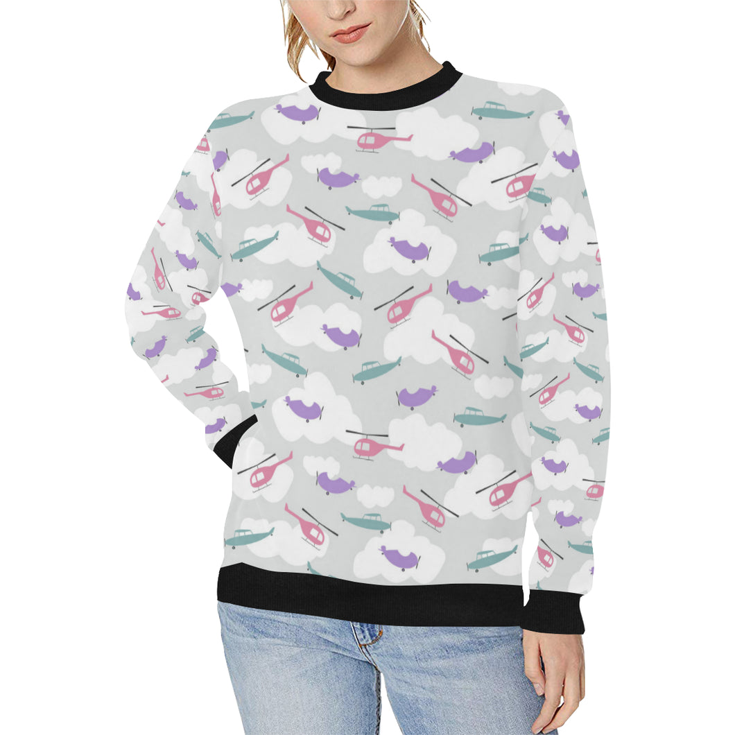 Helicopter plane pattern Women's Crew Neck Sweatshirt