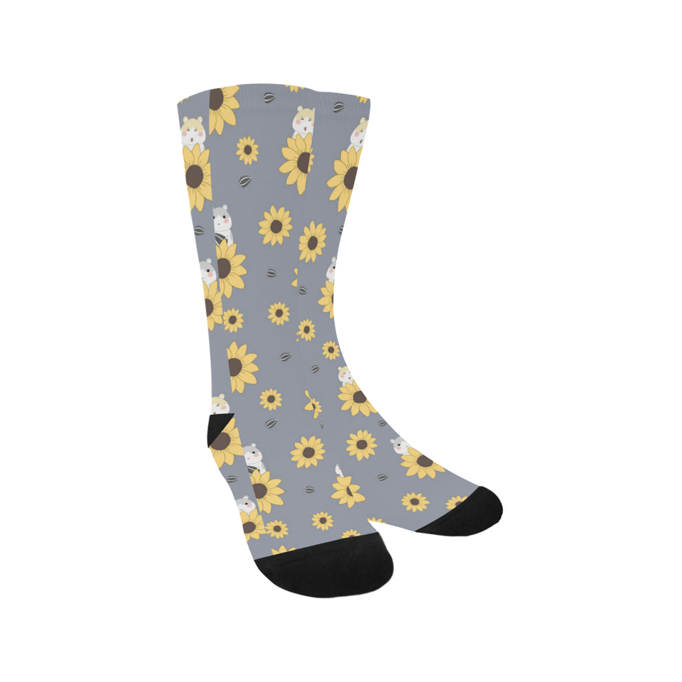Cute hamster sunflower pattern background Crew Socks
